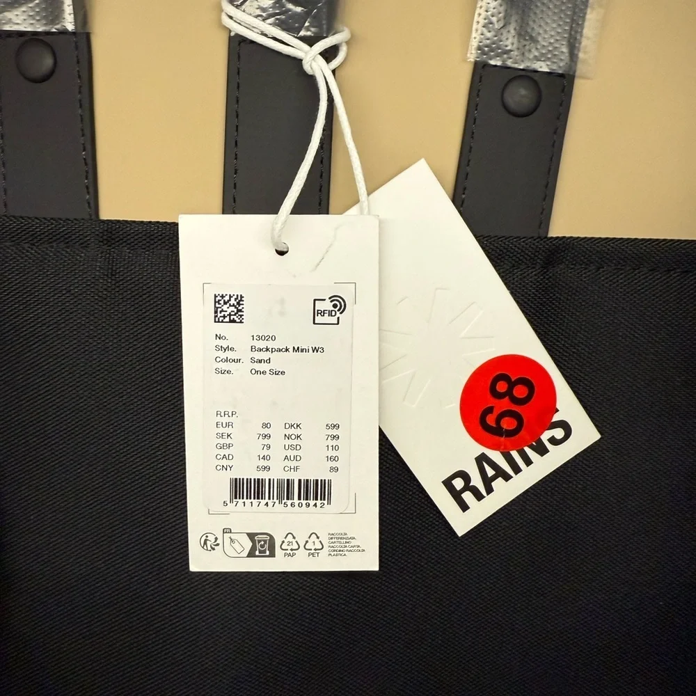 RAINS Tan (Sand) Backpack Mini